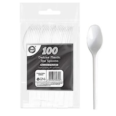 Disposable Deluxe Plastic Spoons - 1 pack of 100 spoons.